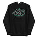 Black hoodie featuring the number "420" in graffiti-style brush lettering, inspired by cannabis culture.
