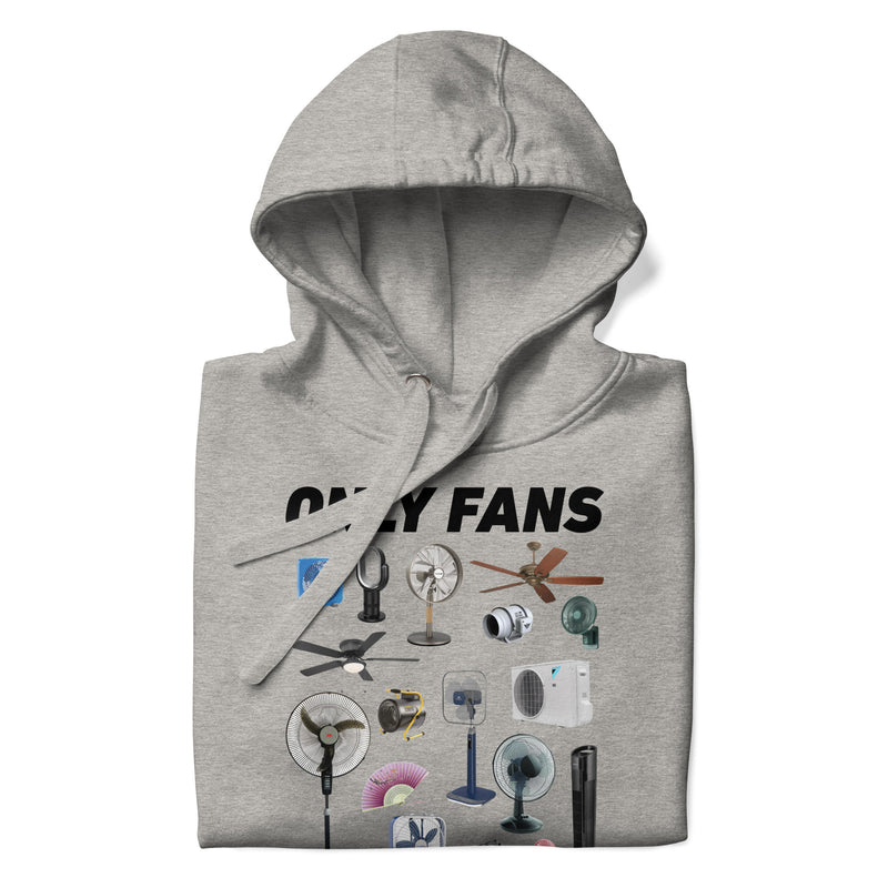 carbon grey hoodie with "Only Fans" design, funny, parody (front)