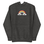 charcoal heather  hoodie with vibrant rainbow graphic and 'F*ck Off' text, expressing bold attitude.
