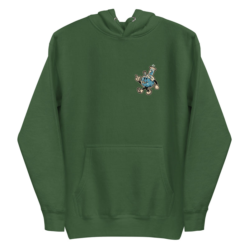 forest green hoodie with "If We All Had A Bong" design, vintage, weed (front)