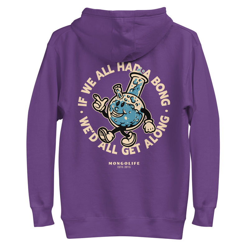 purple hoodie with "If We All Had A Bong" design, vintage, weed (back)