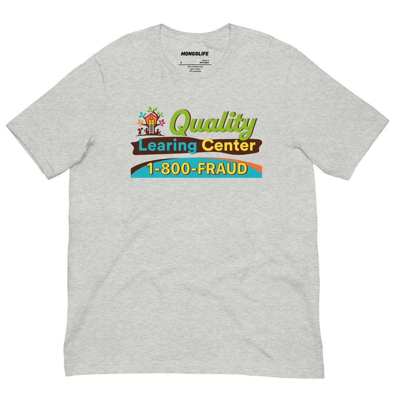 athletic heather t-shirt with "Quality Learing Center" design (front)