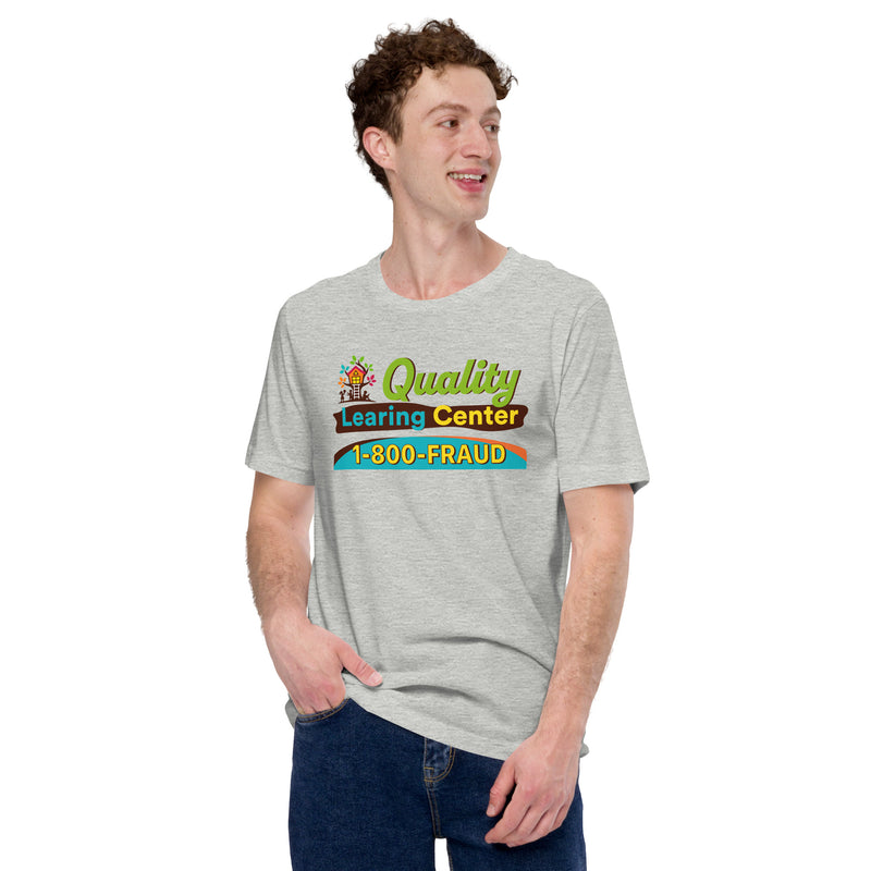 athletic heather t-shirt with "Quality Learing Center" design (front)