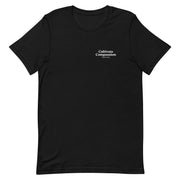 black t-shirt with "Cultivate Compassion" design, weed (front)
