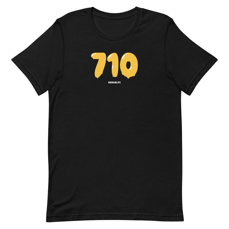 black t-shirt with "710 Wax" design, weed (front)