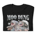 folded black Moo Deng Retro Bootleg T-Shirt featuring the viral pygmy hippo in a humorous, retro-themed design.