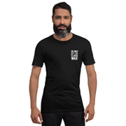 black t-shirt with "No War But Class War" design, anti-capitalism, political (front)