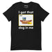 Black T-shirt showcasing the hot dog combo meal graphic with "I got that dog in me" text for a playful twist.