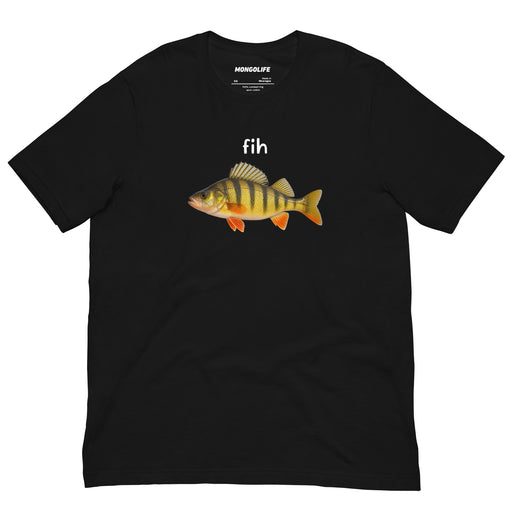black fih fish meme t shirt with realistic perch funny brainrot shitpost tee