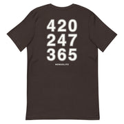 420 247 365 T-Shirt in brown, with back print.