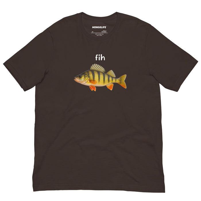 brown fih fish meme t shirt realistic perch funny brainrot gen z meme tee