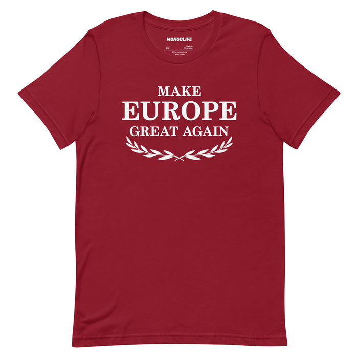 cardinal red make europe great again t shirt white laurel wreath MEGA pro europe tee