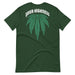 Back view "Your Highness" t-shirt featuring an upside-down cannabis leaf and text.