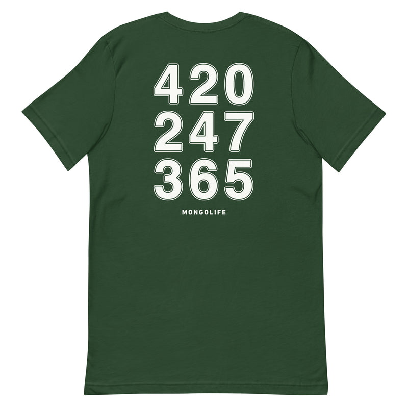 420 247 365 T-Shirt in black, with back print.