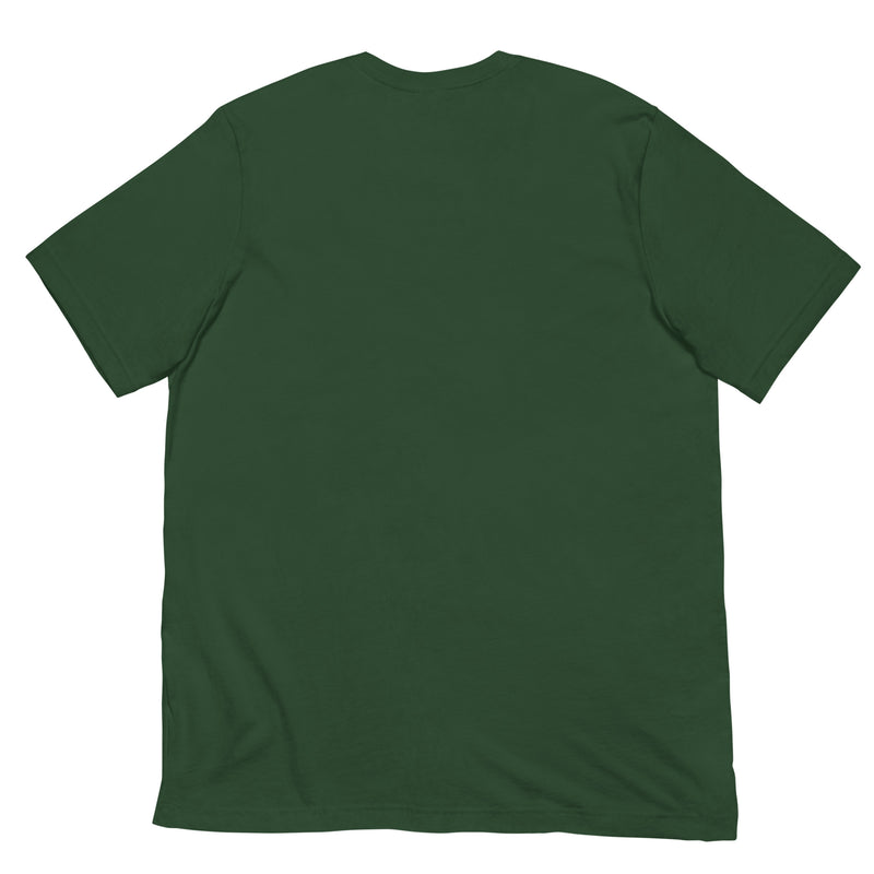 forest t-shirt with "God Loves You*" design, atheist, religion (back)