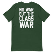forest t-shirt with "No War But Class War" design, anti-capitalism, political (back)