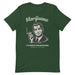 Green retro-style T-shirt featuring a man smoking a joint with the text "Marijuana: It's Cheaper Than Healthcare!"