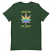 Forest green Legalize Gay Weed T-shirt with vibrant print advocating LGBTQ+ rights and cannabis legalization.