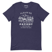 heather navy please be patient im from the 1900s t shirt vintage stagecoach funny western graphic tee