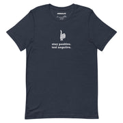 heather navy stay positive test negative t shirt skeleton thumbs up funny quote tee