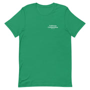 kelly t-shirt with "Cultivate Compassion" design, weed (front)