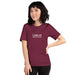 front of maroon little problems boobs t shirt white lowercase retro serif funny quote tee