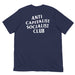 Navy Anti-Capitalist Socialist Club T-shirt with a large back print in clean white text.