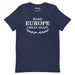 navy make europe great again t shirt with white laurel wreath print MEGA political tee