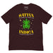oxblood red sativa indica t shirt green cannabis goddess crescent moon funny stoner weed tee