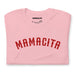 mamacita pink t shirt red arched varsity type cute spanish word statement shirt
