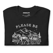please be patient im from the 1900s black t shirt vintage cowboy stagecoach funny western graphic tee