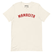 vintage white mamacita t shirt red arched varsity type cute spanish statement shirt