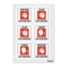 Sticker sheet featuring six square red-and-white prank labels reading “Motion Activated,” “Clap Activated,” and “Voice Activated” in a 2×3 grid on white background.