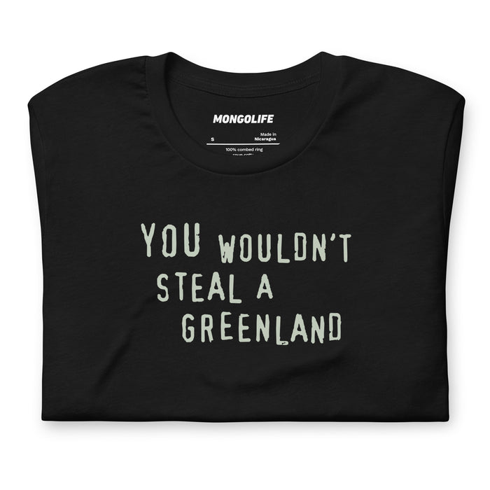 black t-shirt laid flat showing the full design