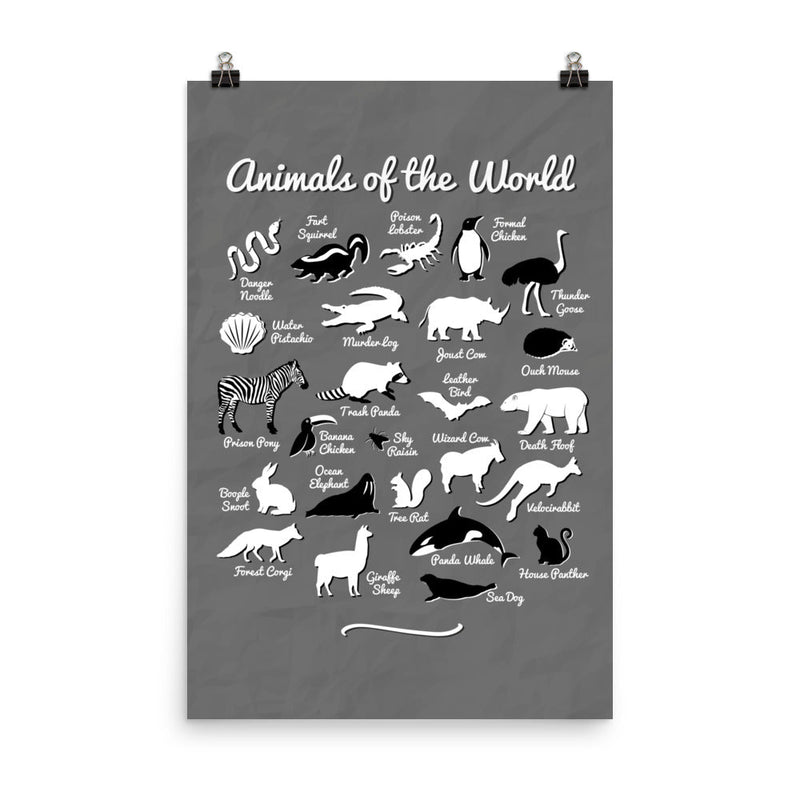 poster featuring "Animals of the World", animals, funny