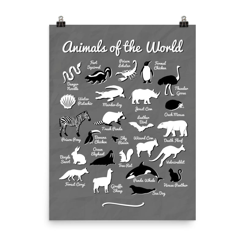 poster featuring "Animals of the World", animals, funny