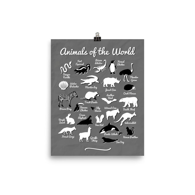 poster featuring "Animals of the World", animals, funny