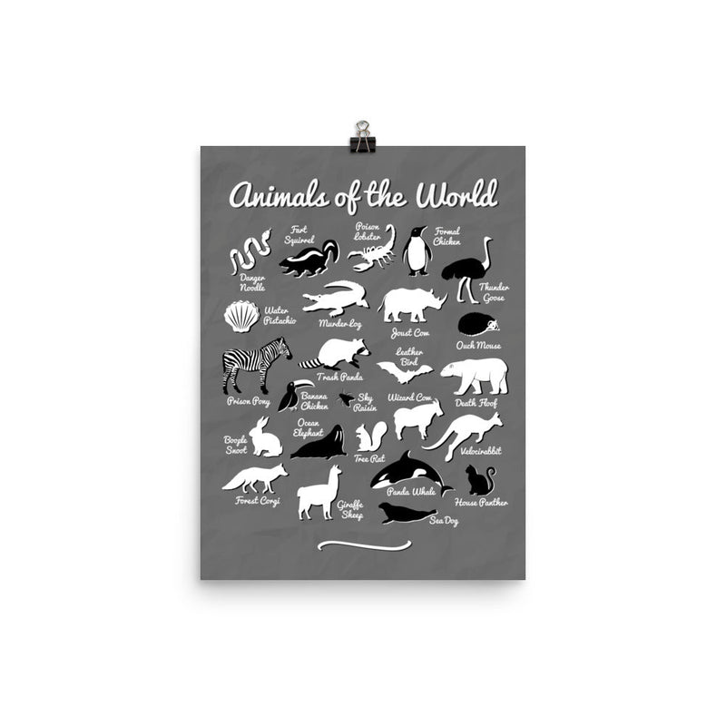 poster featuring "Animals of the World", animals, funny