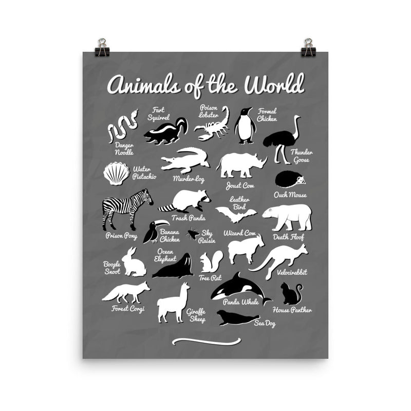 poster featuring "Animals of the World", animals, funny