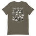 army green "Animals of the World" t-shirt showcasing amusing nicknames for 25 animals in a comfortable and stylish design.