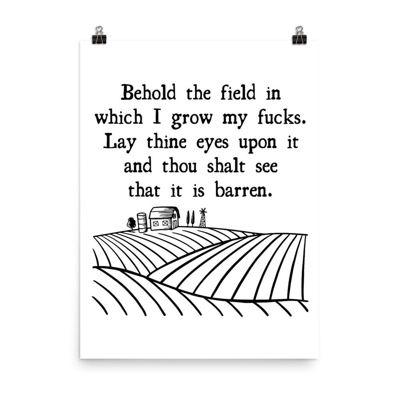 poster featuring "Behold The Field", funny