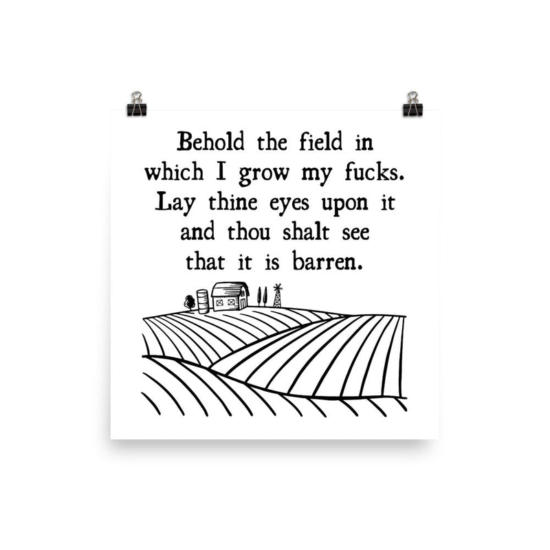 poster featuring "Behold The Field", funny