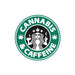 Cannabis & Caffeine Sticker - Kiss-Cut - Starbucks Coffee Parody Logo