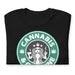 Folded Cannabis & Caffeine - Black T-Shirt - Starbucks Parody for Stoners