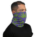 Versatile Cannabis Leaves Purple Neck Gaiter featuring a green cannabis leaf pattern on a purple background, made from breathable, stretchable fabric.