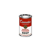 "Cannabis Soup" vinyl sticker, food, parody, weed