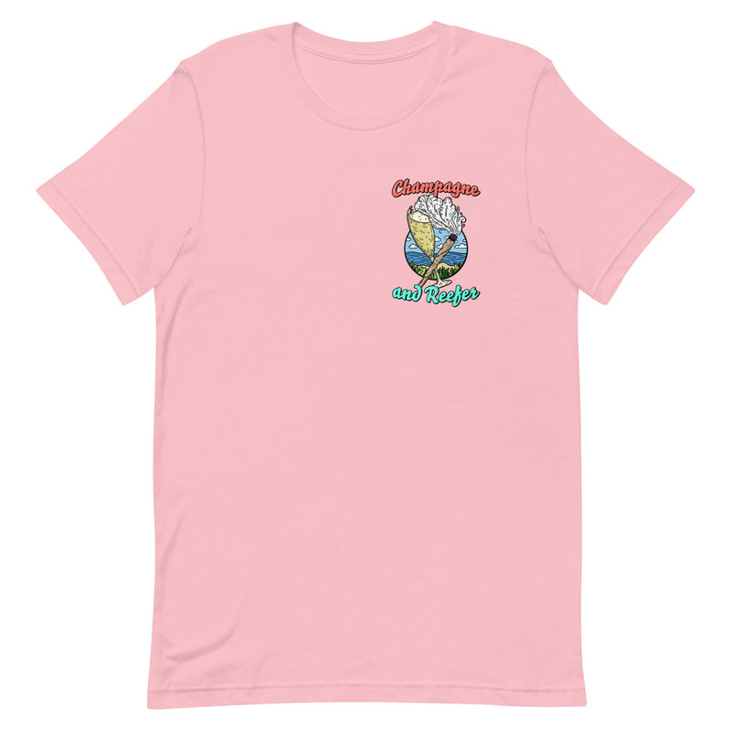 champagne and reefer - cannabis t-shirt - pink