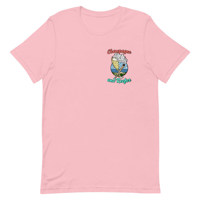 champagne and reefer - cannabis t-shirt - pink