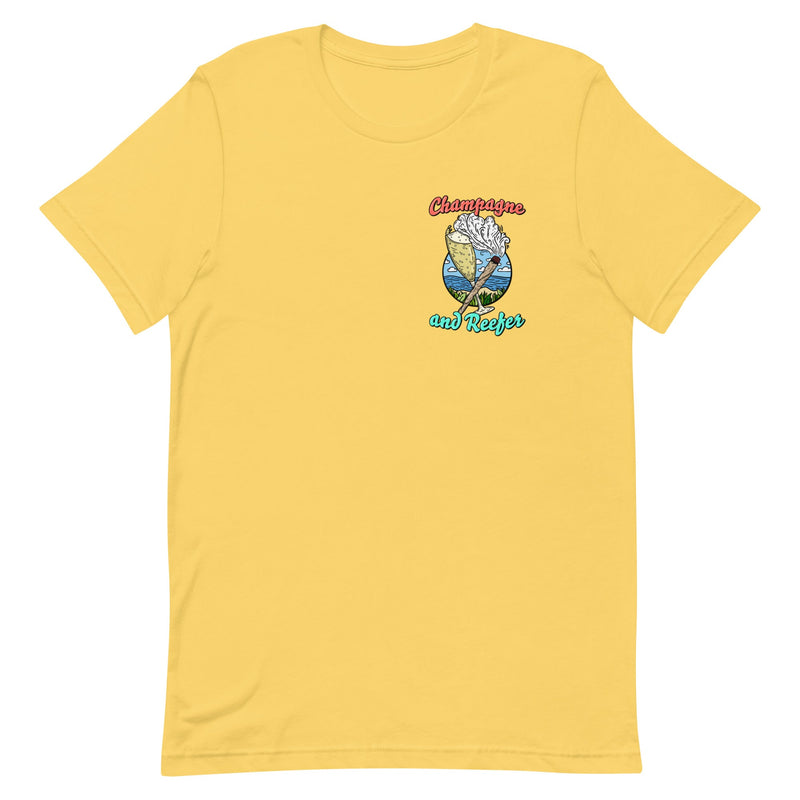 champagne and reefer - marijuana t-shirt - yellow