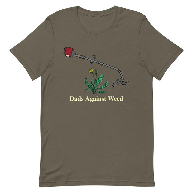 Dads Against Weed T-Shirt - Weed Whacker and Dandelions - Asphalt Color